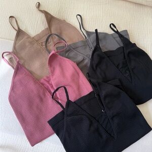 Free People Intimately Come Around Ribbed Mesh Tank Tops